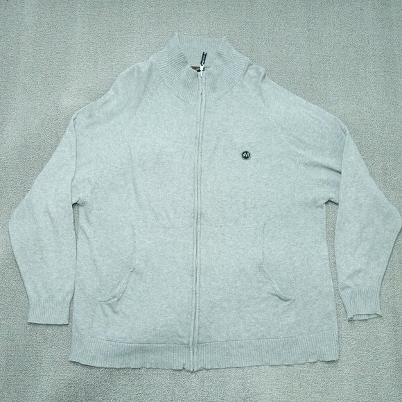Mecca Sweater Jacket Men Size 2XL Grey Zip Up Pockets Collard Long Sleeve - Picture 1 of 5